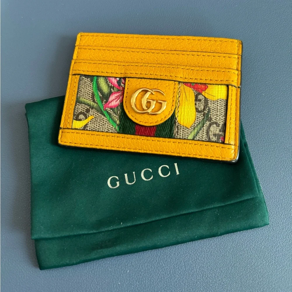 Gucci Floral Print Canvas Ophidia Card Holder - Picture 1 of 7